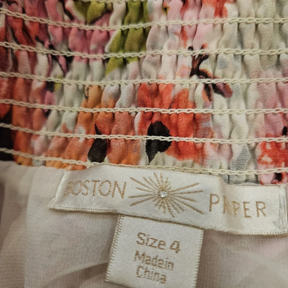 Boston Proper Floral off the Shoulder Top with Tiered Maxi Skirt - Picture 12 of 16